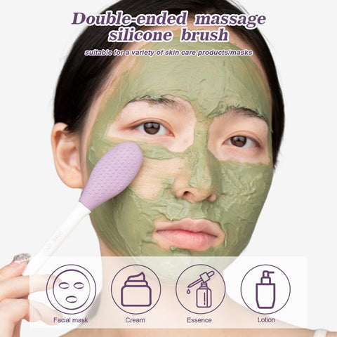 Silicone Double Head Mask Brush, Silicone Face Wash Brush, & Silicone Shampoo Brush Clean The Scalp , Mud Film Special Scraper Applicator, Facial Cleansing Brush, Cleaning Tool