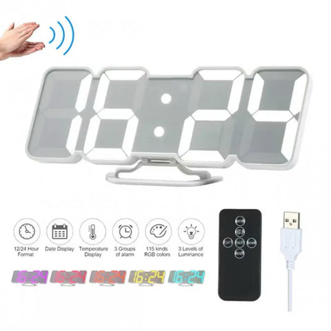 3D Wireless Remote Digital LED Alarm Clock