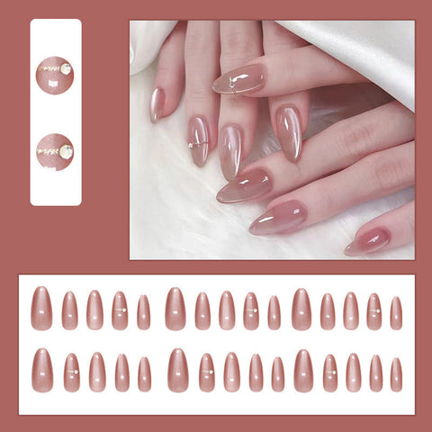 24Pcs Long Simple Pink Fake Nails with Glue DIY Art Design False Nails Wearable Nails Stylish Pattern Artificial Nails