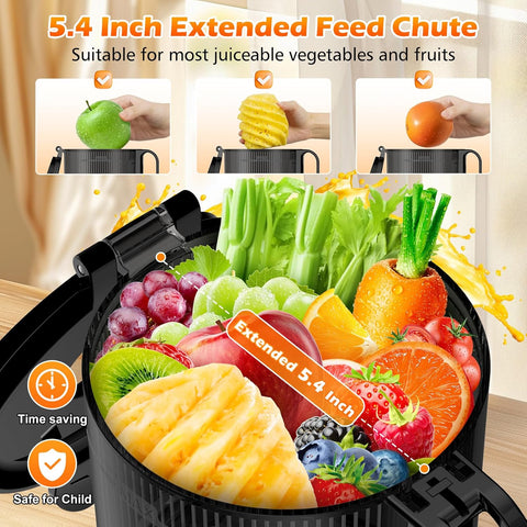 Compact 400W Slow Juicer with Large Feed Chute & Easy Cleaning (Titanium Gray) | High Juice Yield.