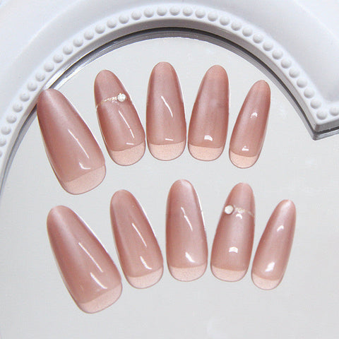 24Pcs Long Simple Pink Fake Nails with Glue DIY Art Design False Nails Wearable Nails Stylish Pattern Artificial Nails