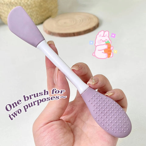 Silicone Double Head Mask Brush, Silicone Face Wash Brush, & Silicone Shampoo Brush Clean The Scalp , Mud Film Special Scraper Applicator, Facial Cleansing Brush, Cleaning Tool